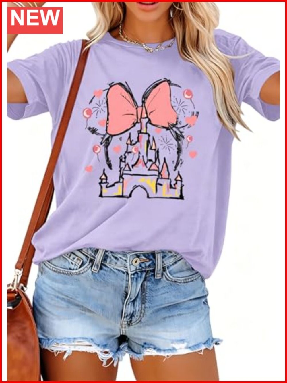 Women Magic Castle Graphic Tee Cute Vacation T-Shirt Cotton Blend